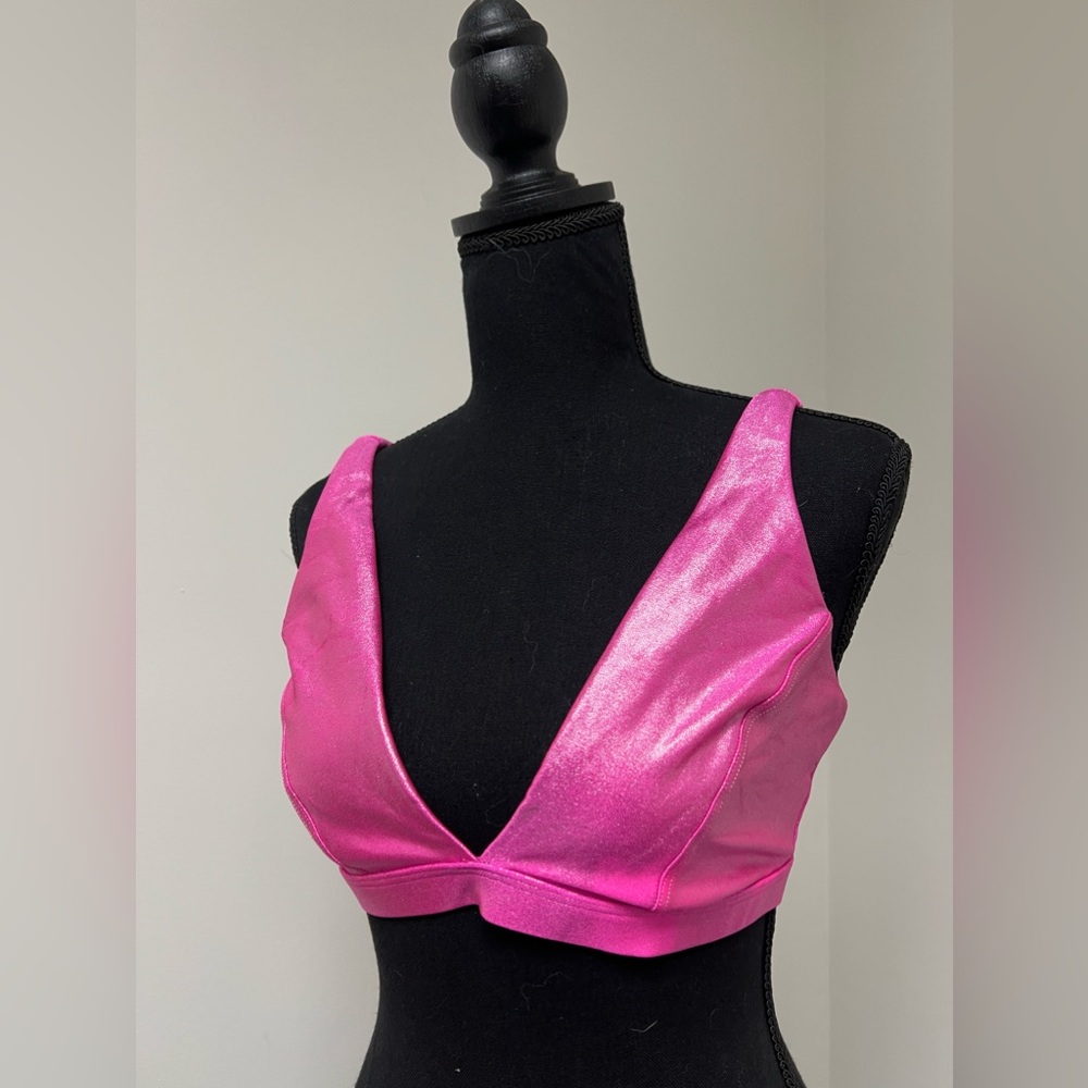 Pink Sports Bra, glittery, size L large
